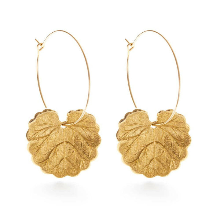 Geranium Leaf Hoops Earrings | Artisans.