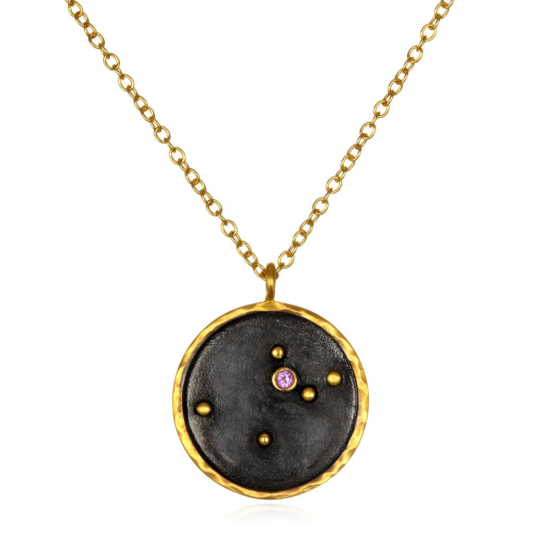 Gunmetal Zodiac Constellation Necklace 18" - SOLD INDIVIDUAL