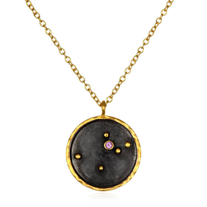 Gunmetal Zodiac Constellation Necklace 18" - SOLD INDIVIDUAL