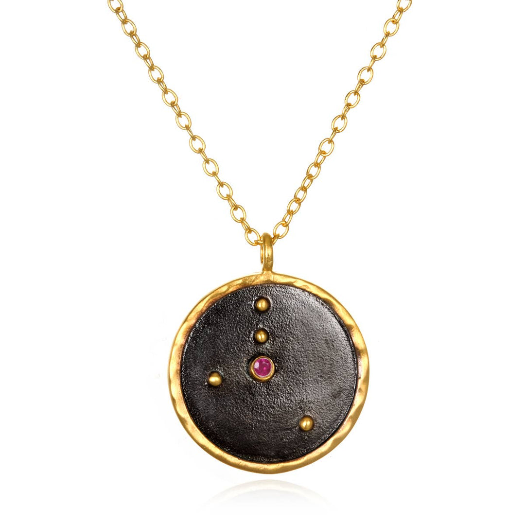 Gunmetal Zodiac Constellation Necklace 18" - SOLD INDIVIDUAL