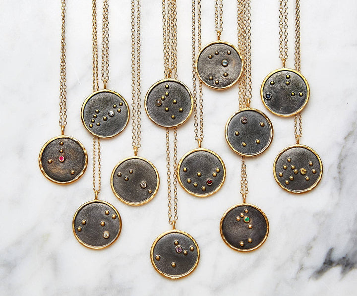 Gunmetal Zodiac Constellation Necklace 18" - SOLD INDIVIDUAL