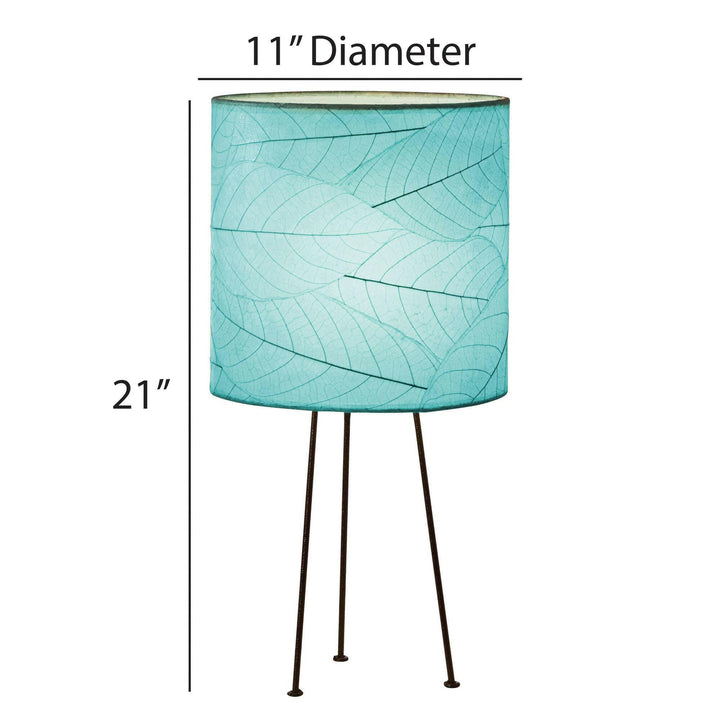 Metal Tripod Drum Table Lamp Collection — with Fossilized Cocoa Leaf Shade | Artisans.