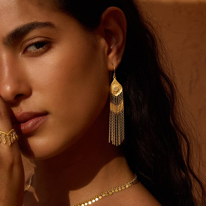 Opal Sun Fringe Earrings