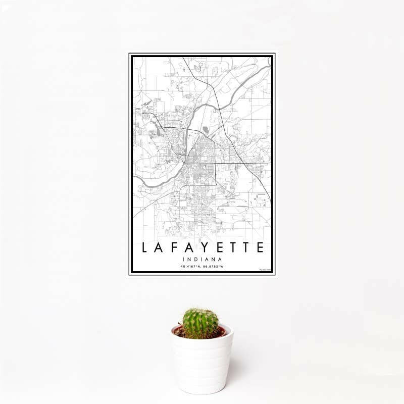 Lafayette IN Map Classic Style 12" x 18" Print | Artisans.