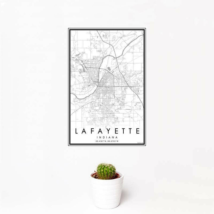 Lafayette IN Map Classic Style 12" x 18" Print | Artisans.