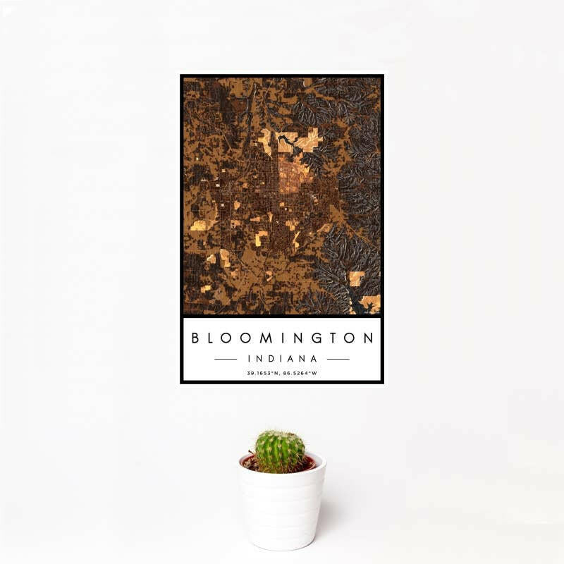 Bloomington IN Map Ember Style 12" x 18" Print | Artisans.