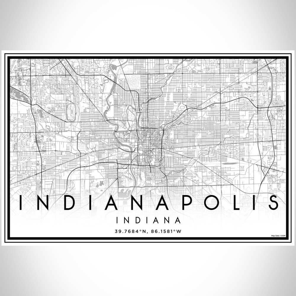 Indianapolis IN Map Classic Style 12" x 18" Print | Artisans.