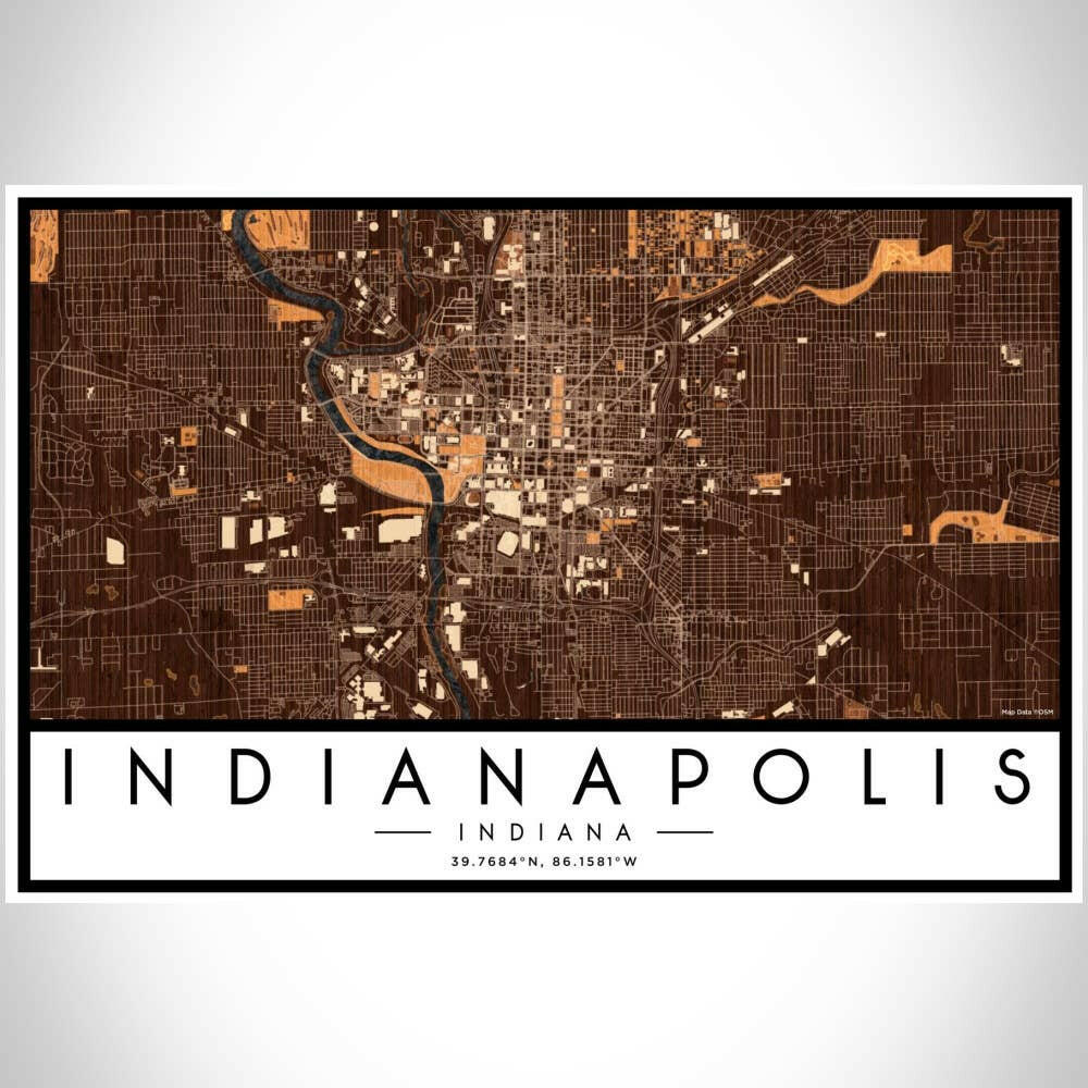 Indianapolis IN Map Ember Style 12" x 18" Print | Artisans.