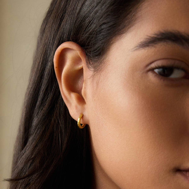 Textured Gold Mini Hoop Earring Small