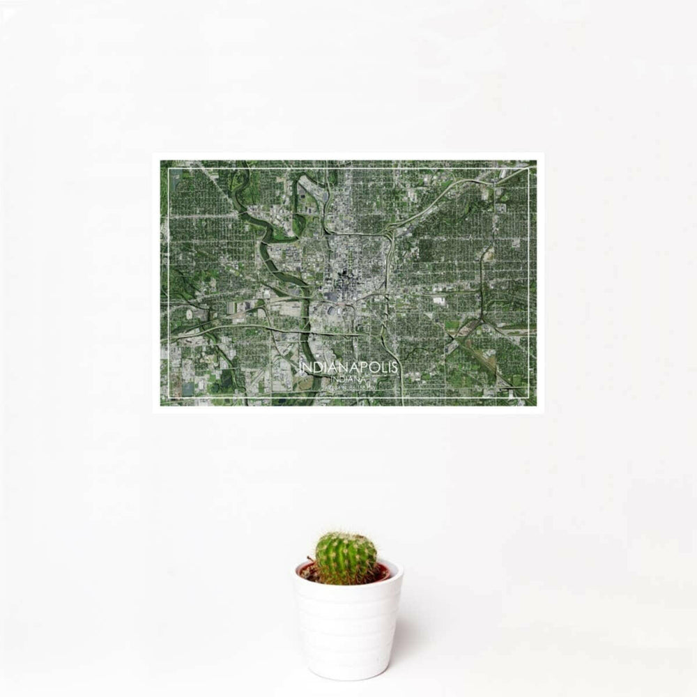 Indianapolis IN Map Satellite Style 12" x 18" Print | Artisans.