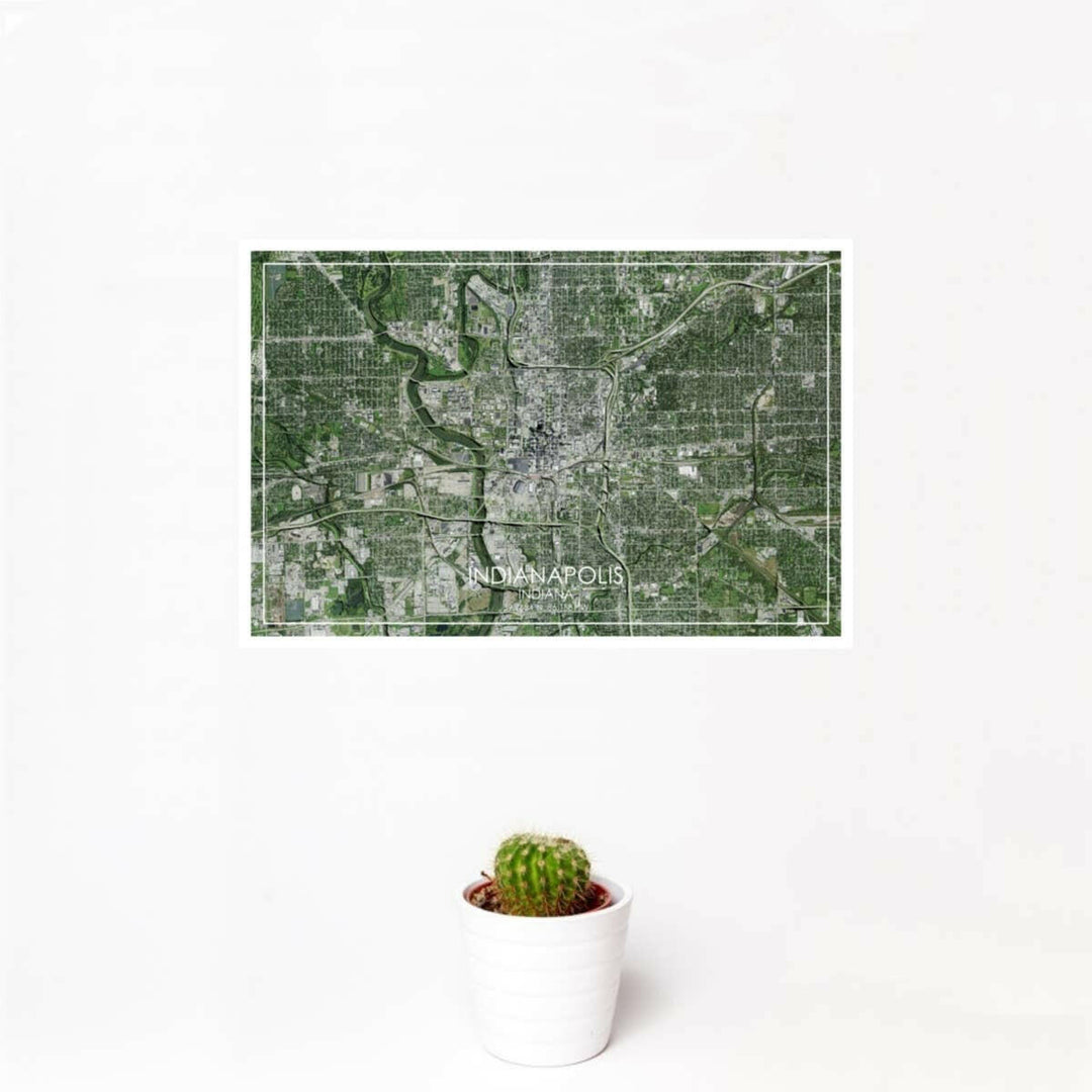 Indianapolis IN Map Satellite Style 12" x 18" Print | Artisans.