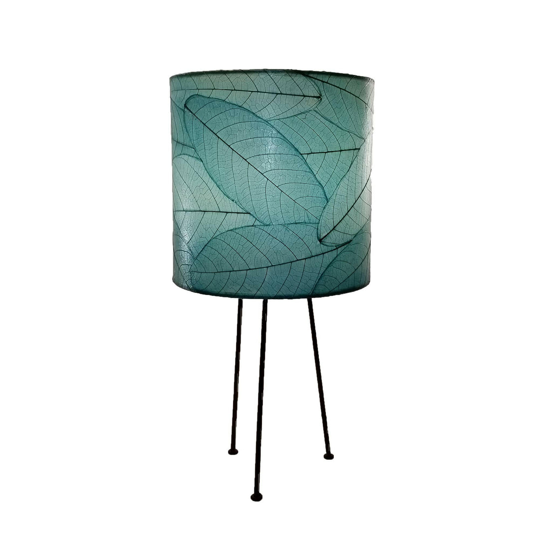 Metal Tripod Drum Table Lamp Collection — with Fossilized Cocoa Leaf Shade | Artisans.
