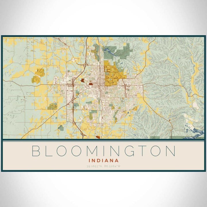 Bloomington IN Map Woodblock Style 12" x 18" Print | Artisans.