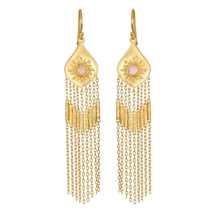 Opal Sun Fringe Earrings