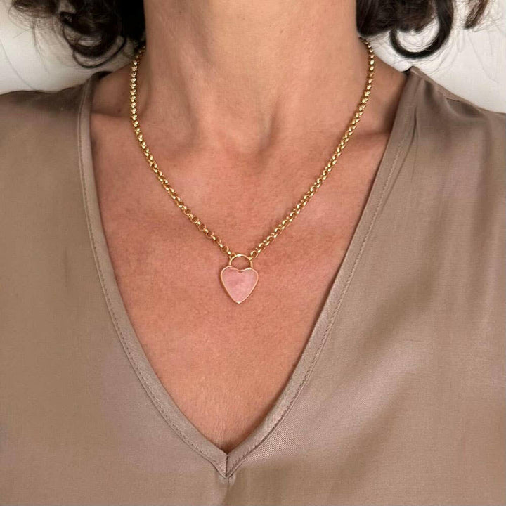 Gemstone Heart Pendant Chunky Chain | Artisans.
