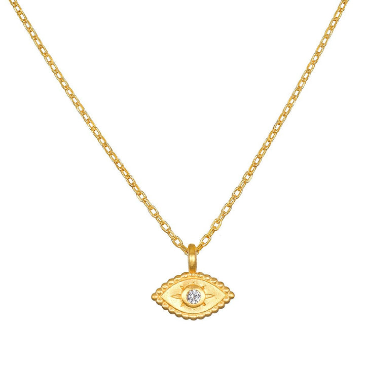 Shielded Spirit White Topaz Evil Eye Necklace  16"