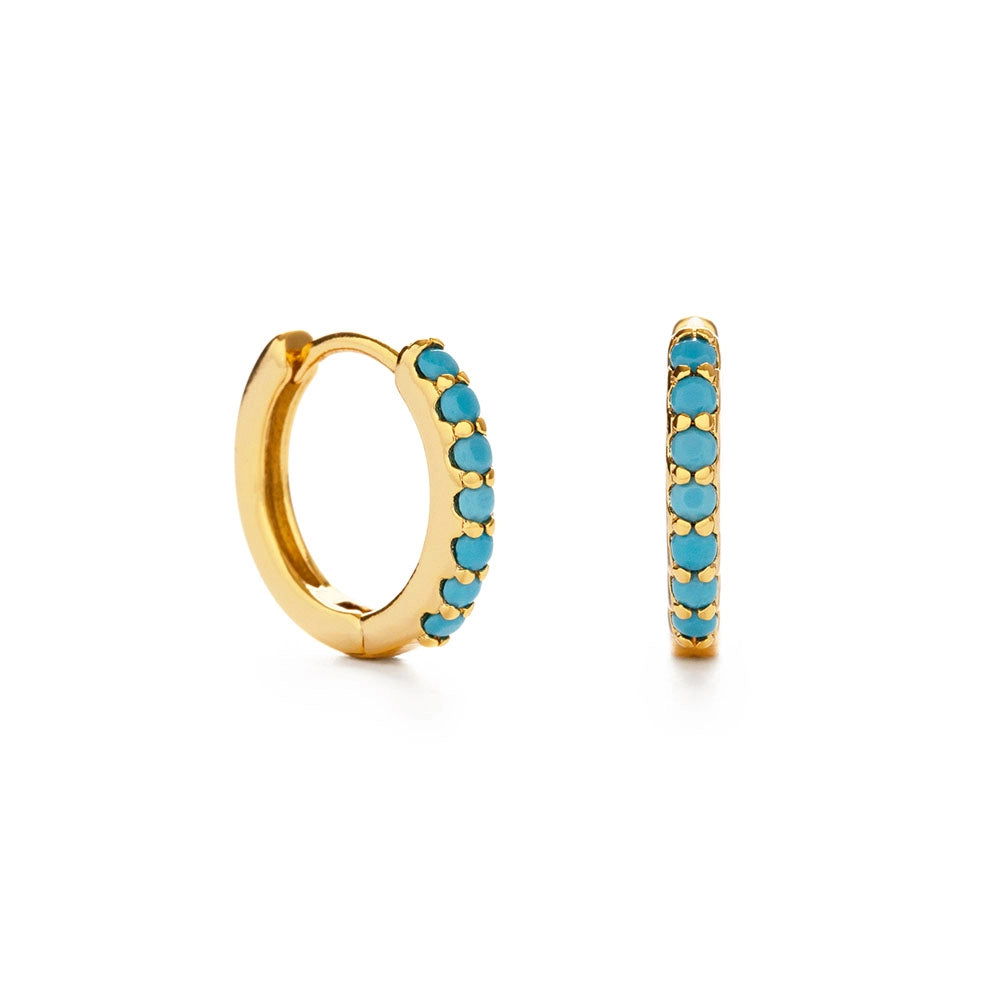 Turquoise Huggie Hoops