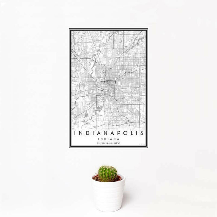 Indianapolis IN Map Classic Style 12" x 18" Print | Artisans.