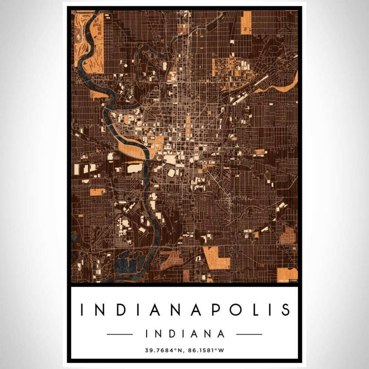 Indianapolis IN Map Ember Style 12" x 18" Print | Artisans.