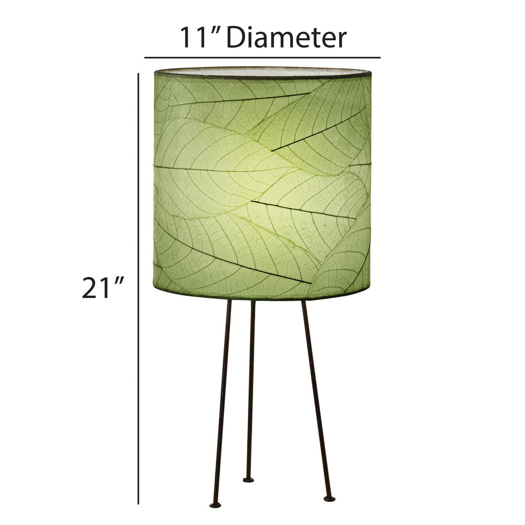Metal Tripod Drum Table Lamp Collection — with Fossilized Cocoa Leaf Shade | Artisans.