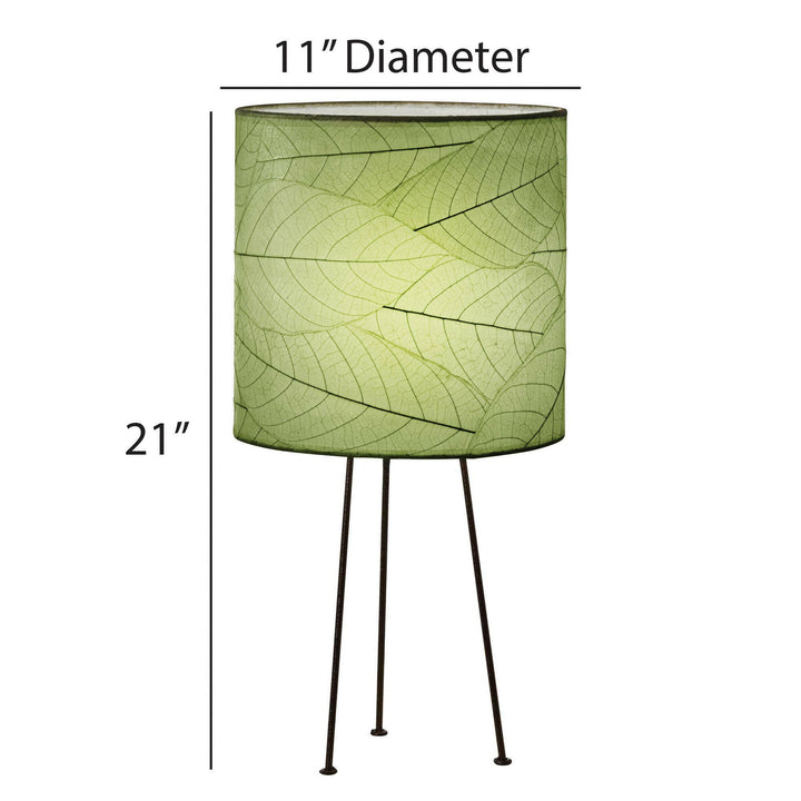 Metal Tripod Drum Table Lamp Collection — with Fossilized Cocoa Leaf Shade | Artisans.