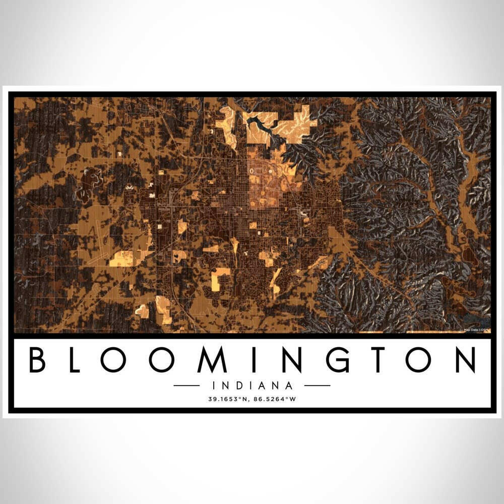 Bloomington IN Map Ember Style 12" x 18" Print | Artisans.