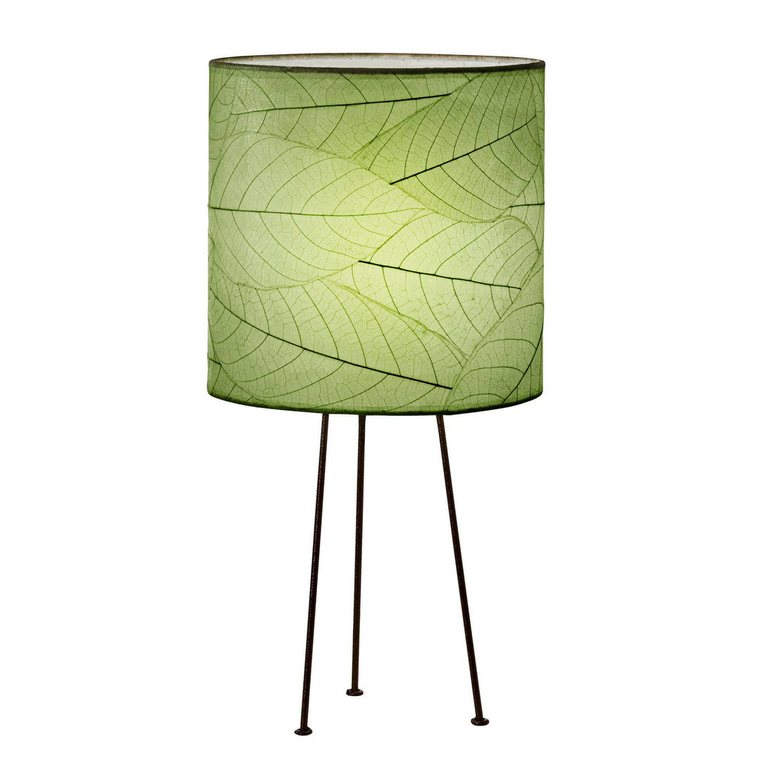 Metal Tripod Drum Table Lamp Collection — with Fossilized Cocoa Leaf Shade | Artisans.