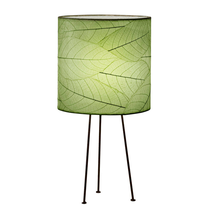 Metal Tripod Drum Table Lamp Collection — with Fossilized Cocoa Leaf Shade | Artisans.