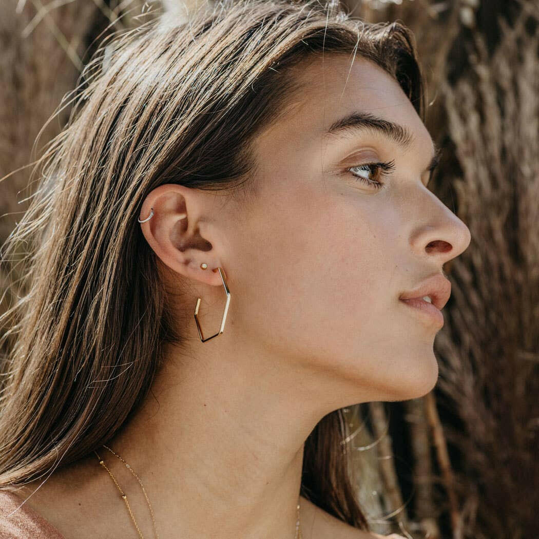 Hexagon Hoop Earrings | Artisans.