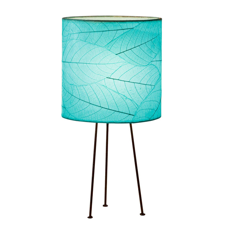 Metal Tripod Drum Table Lamp Collection — with Fossilized Cocoa Leaf Shade | Artisans.