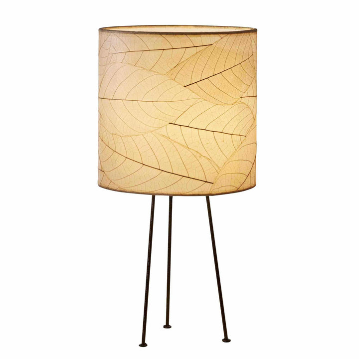 Metal Tripod Drum Table Lamp Collection — with Fossilized Cocoa Leaf Shade | Artisans.