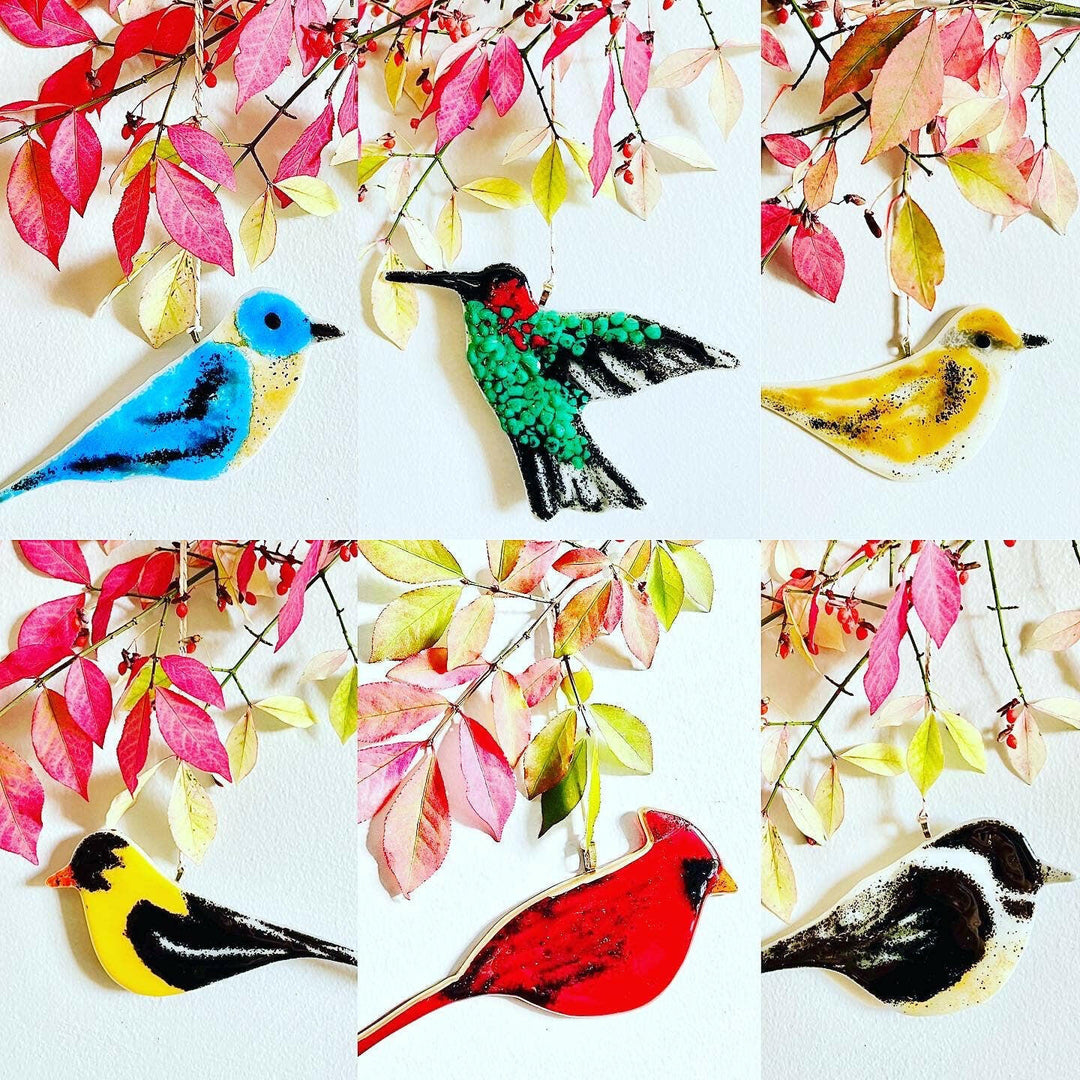 Birds - Set of 6 - Holiday Ornaments / Suncatchers | Artisans.