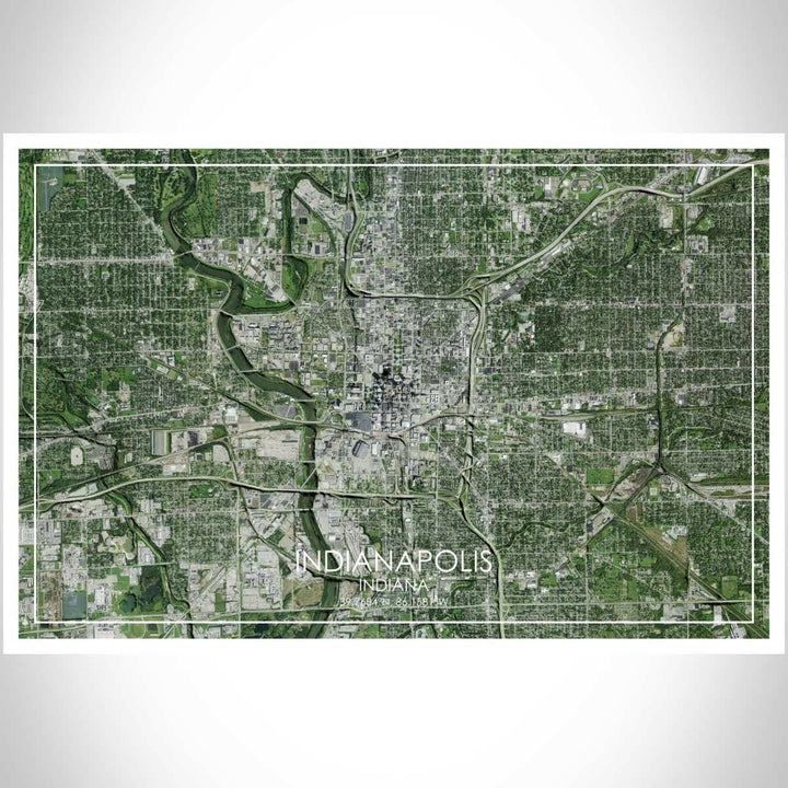 Indianapolis IN Map Satellite Style 12" x 18" Print | Artisans.