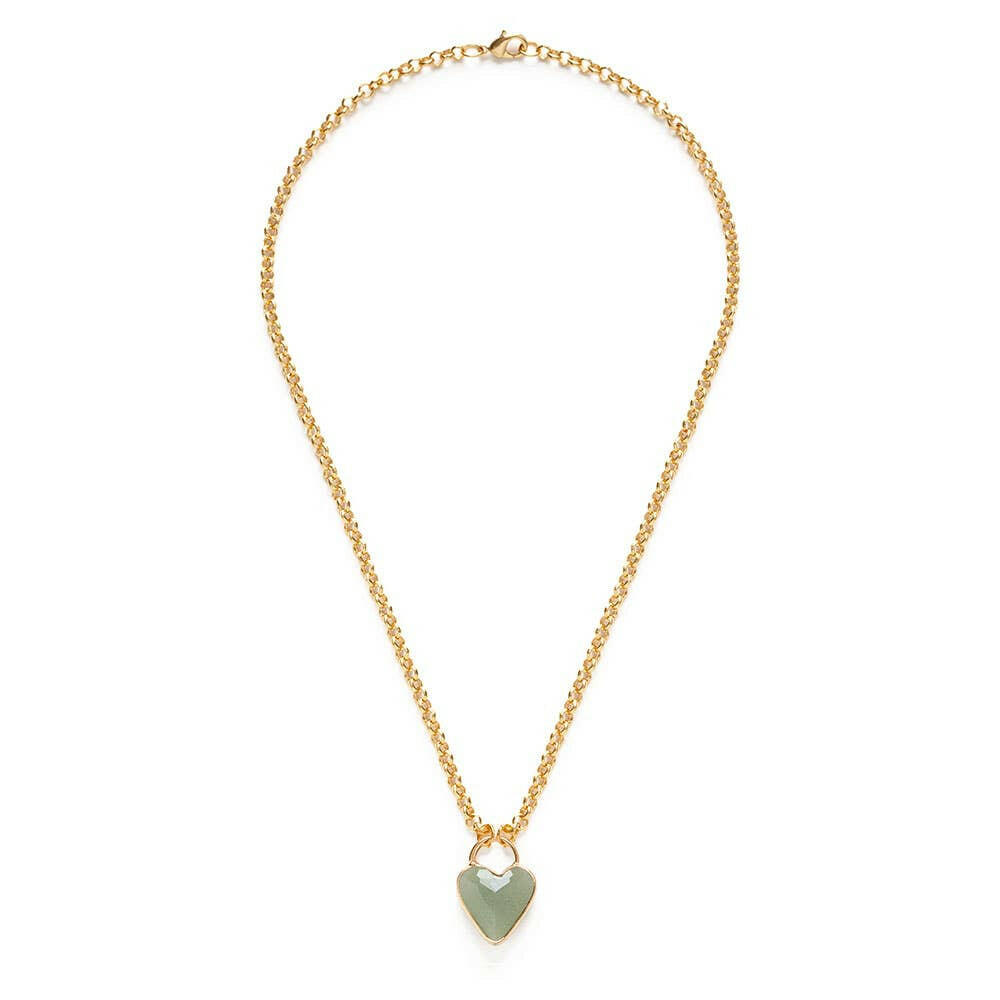 Gemstone Heart Pendant Chunky Chain | Artisans.