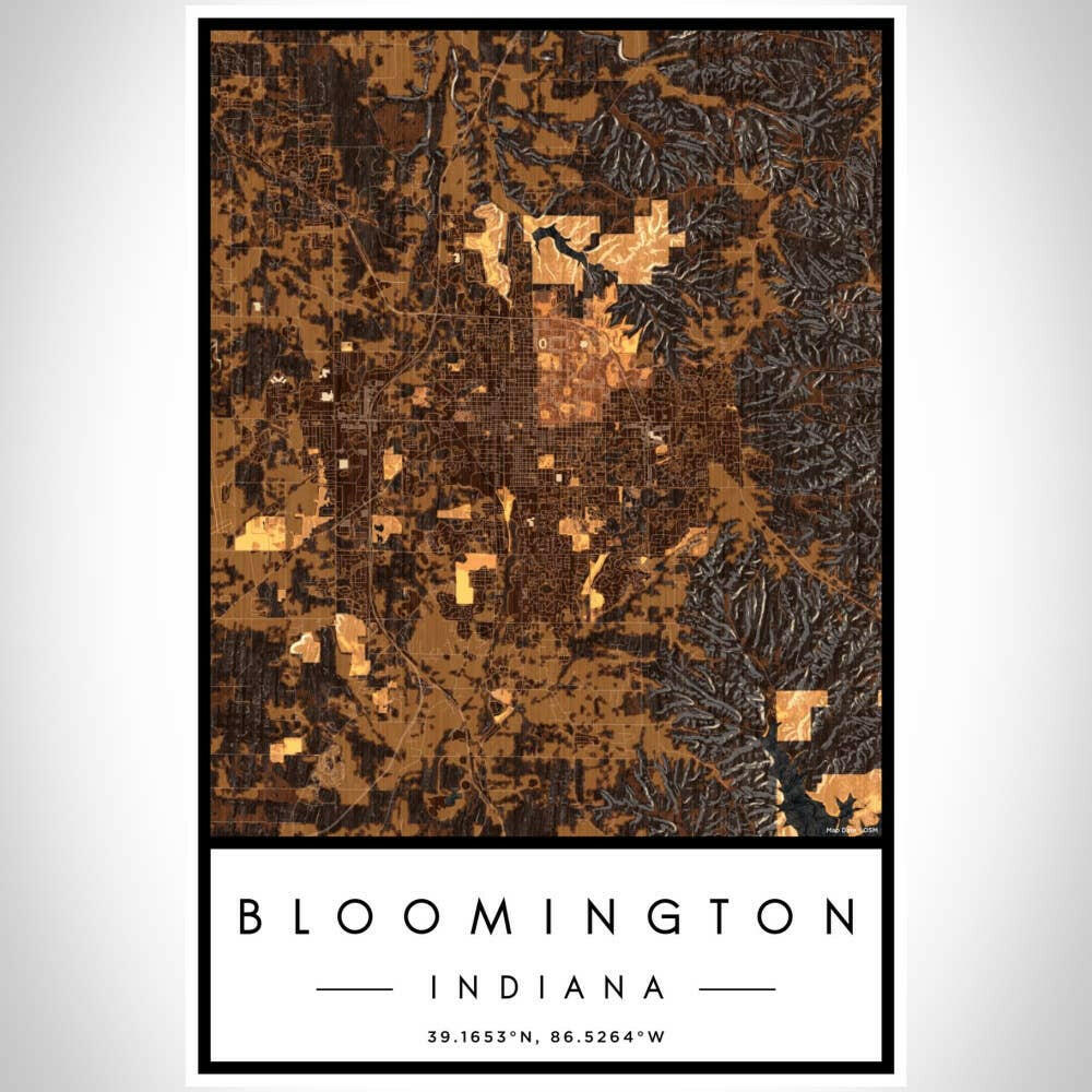 Bloomington IN Map Ember Style 12" x 18" Print | Artisans.