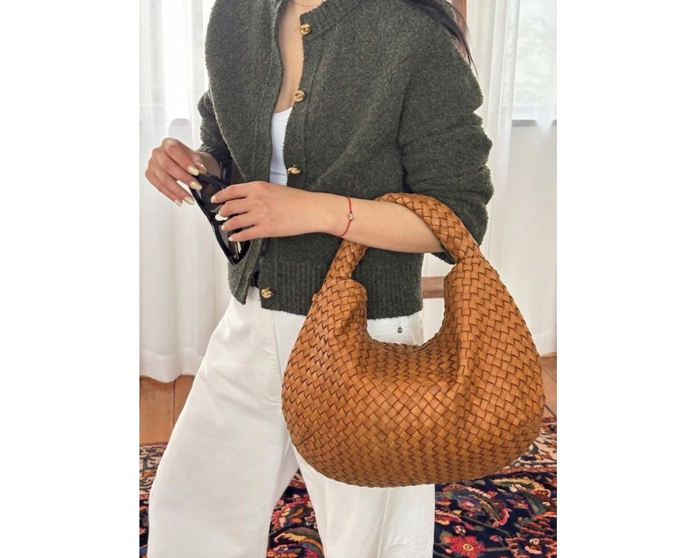 Romeo Italian Leather Woven Hobo Bag - Assorted Colors