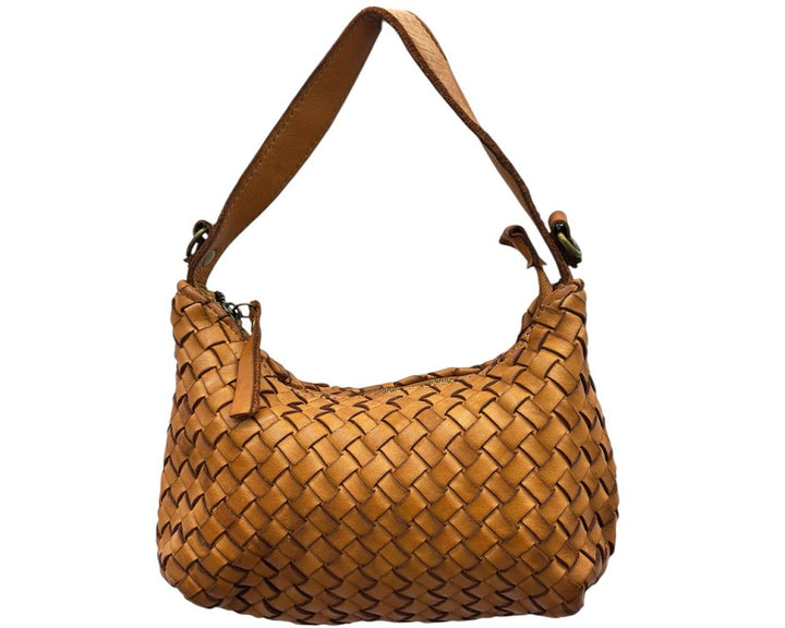 Lori Italian Leather Woven Shoulder Bag - Assorted Colors