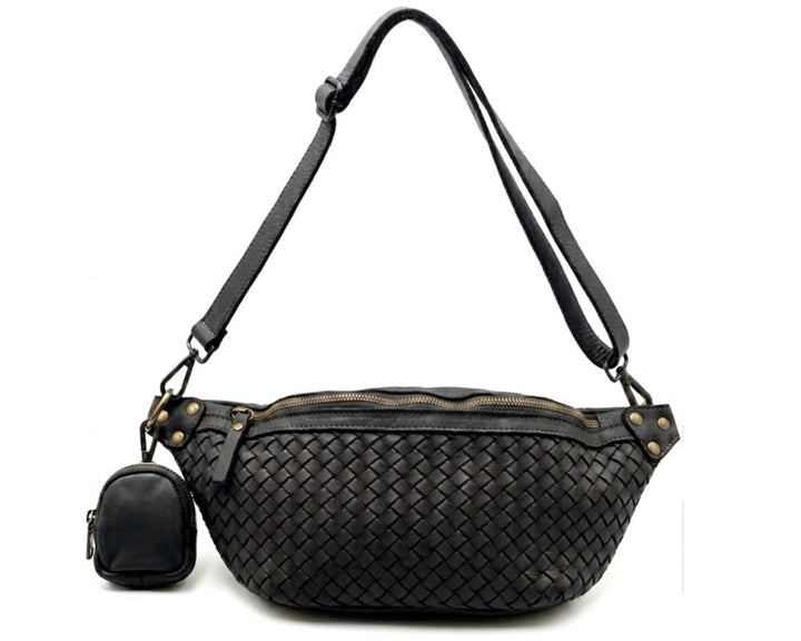 Tosha Italian Leather Woven Sling Bag - Assorted Colors