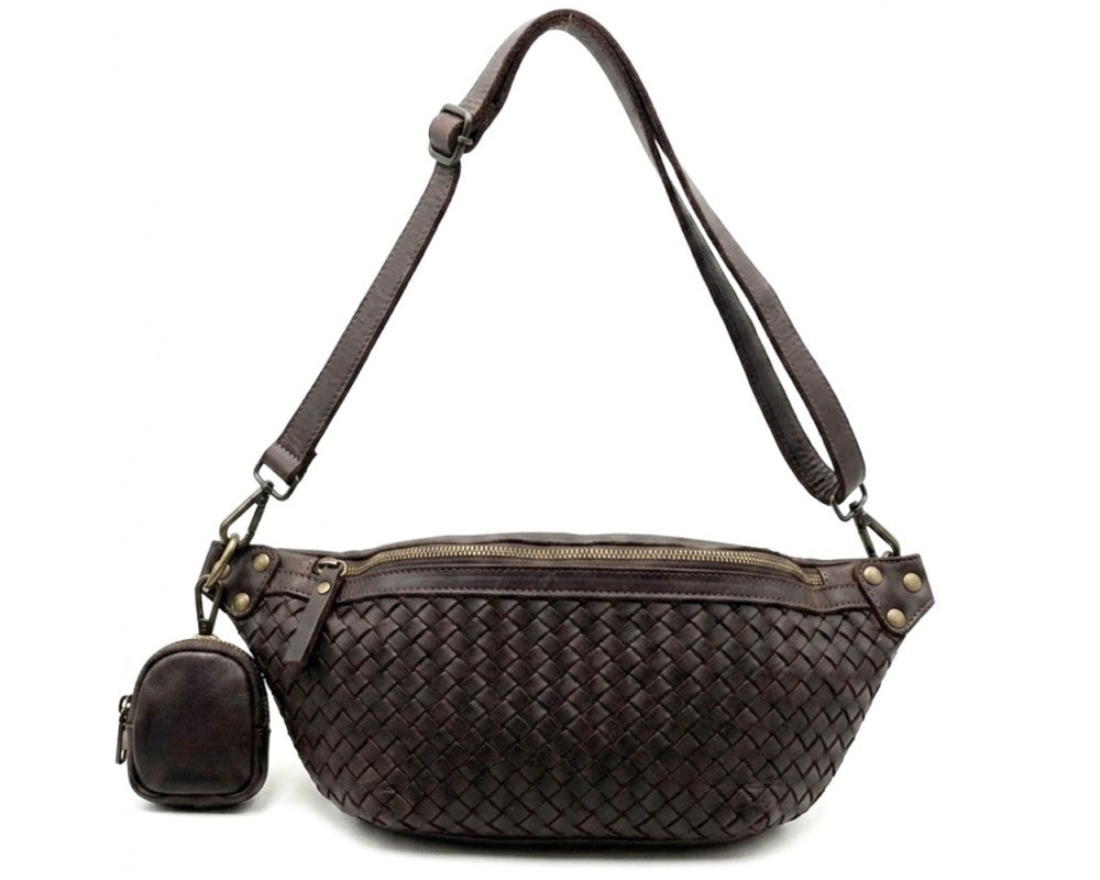Tosha Italian Leather Woven Sling Bag - Assorted Colors