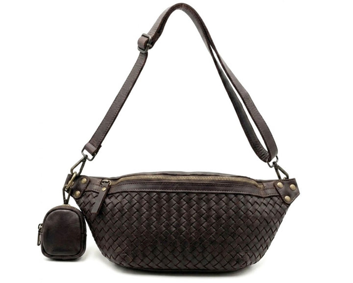 Tosha Italian Leather Woven Sling Bag - Assorted Colors