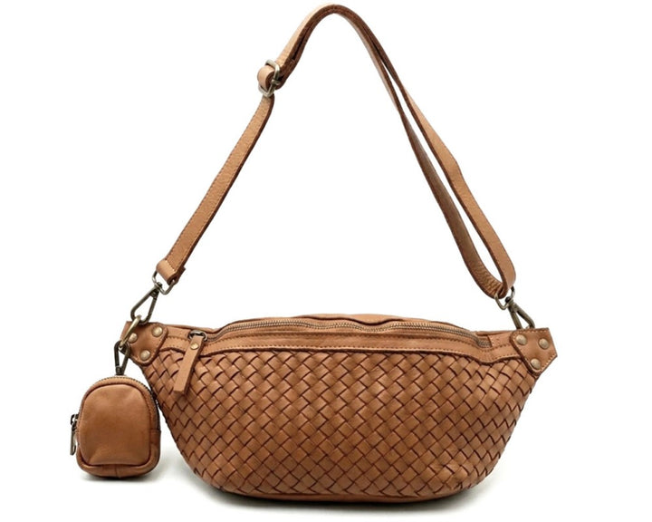 Tosha Italian Leather Woven Sling Bag - Assorted Colors