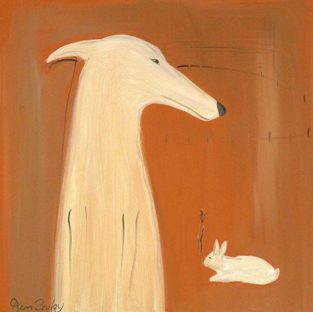 Greyhound and Rabbit Whimsical Limited Edition Print | Artisans.