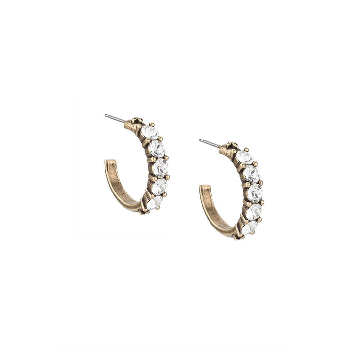 Cinq Austrian Crystal Brass Huggies Earrings | Artisans.