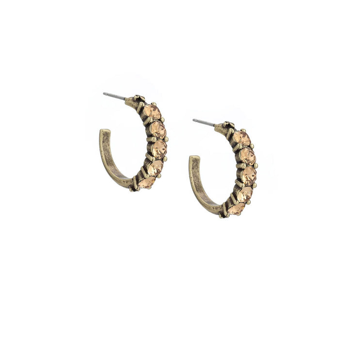 Cinq Austrian Crystal Brass Huggies Earrings | Artisans.