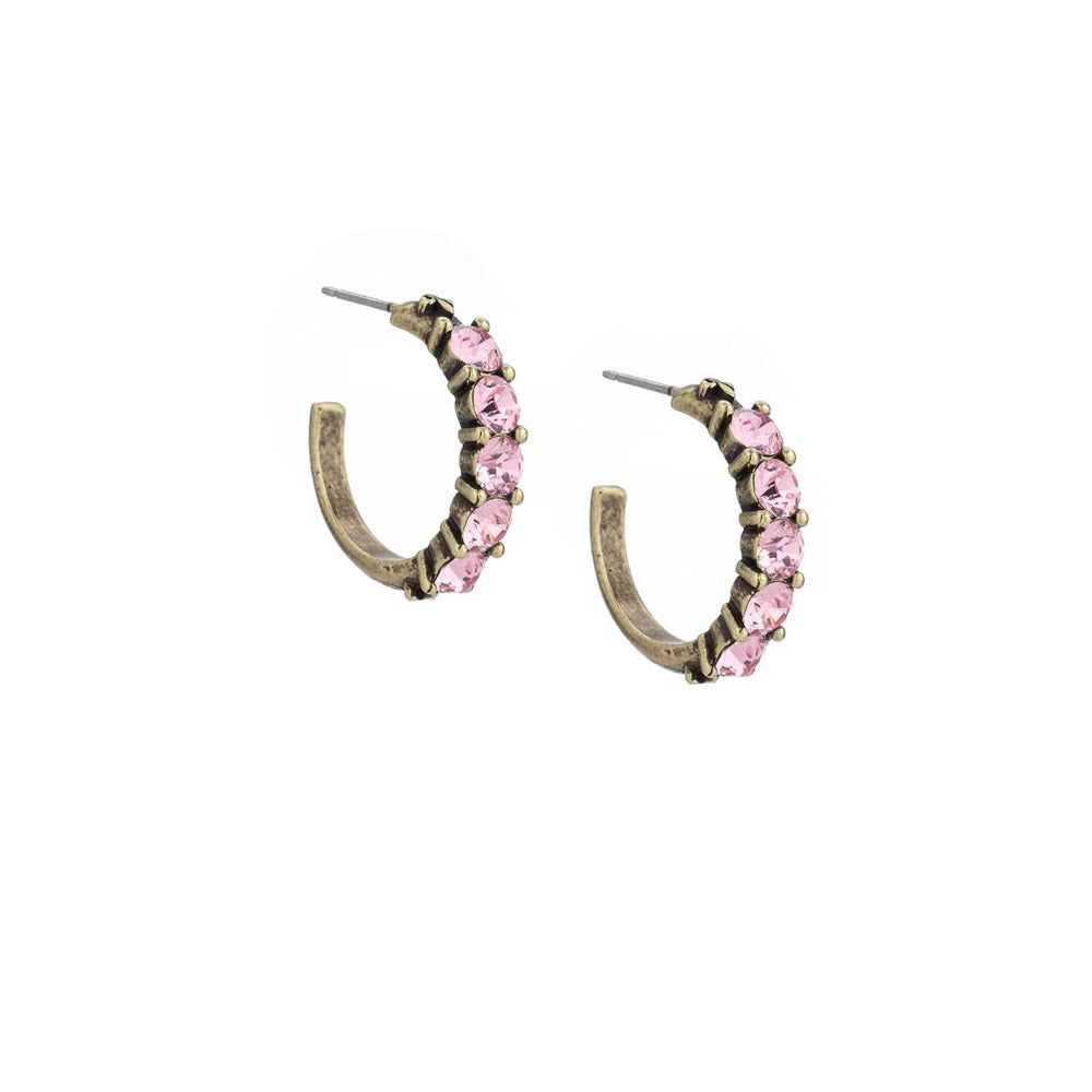 Cinq Austrian Crystal Brass Huggies Earrings | Artisans.