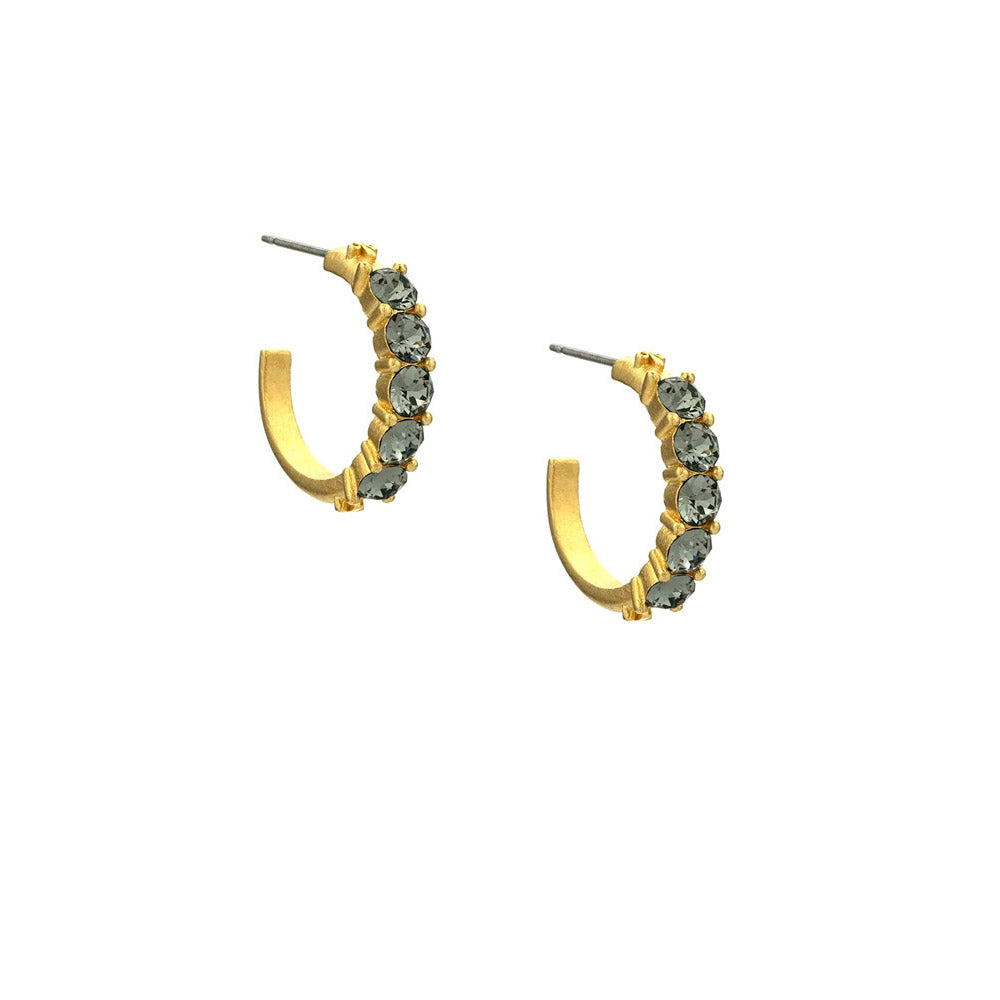 Cinq Austrian Crystal Gold Huggies Earrings | Artisans.