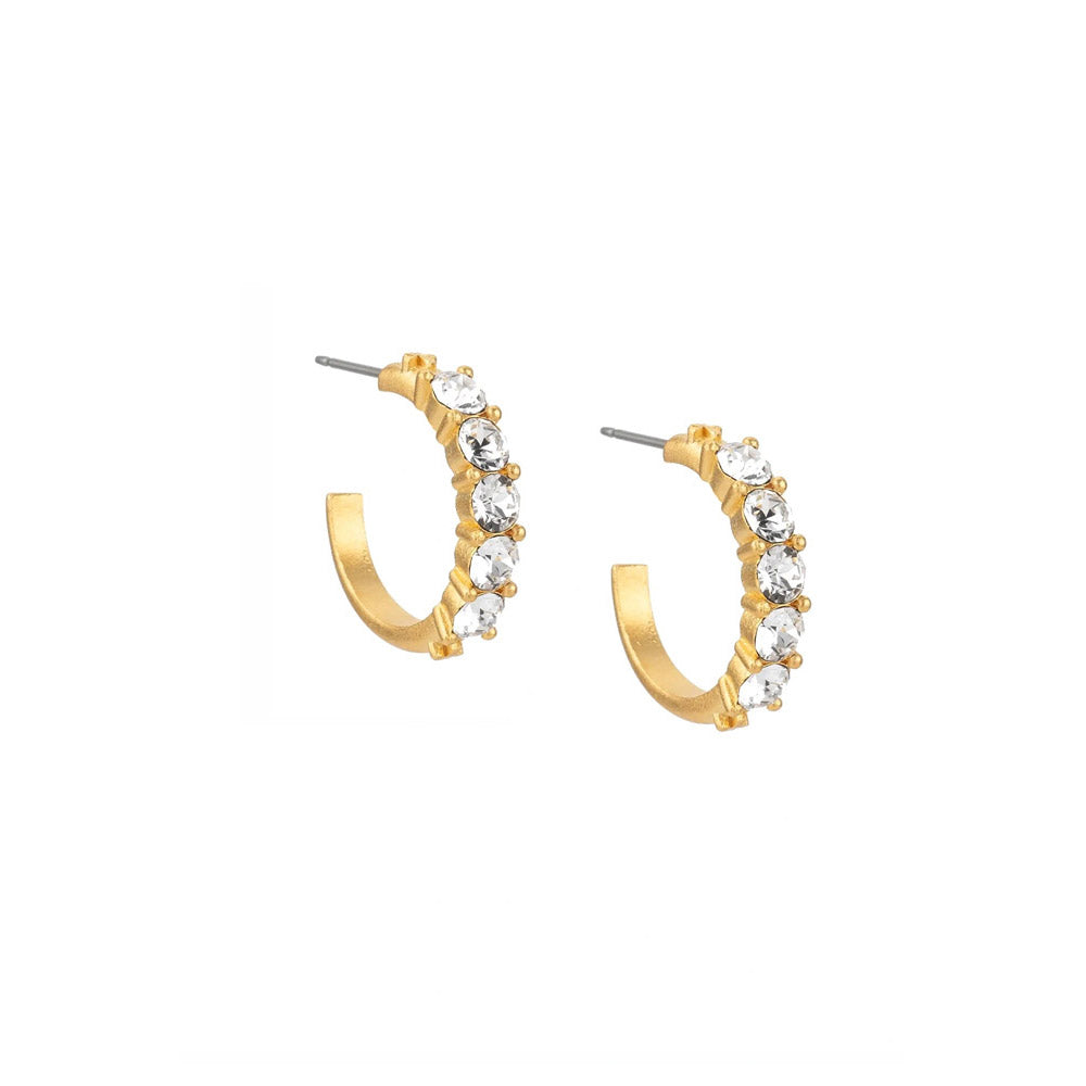 Cinq Austrian Crystal Gold Huggies Earrings | Artisans.