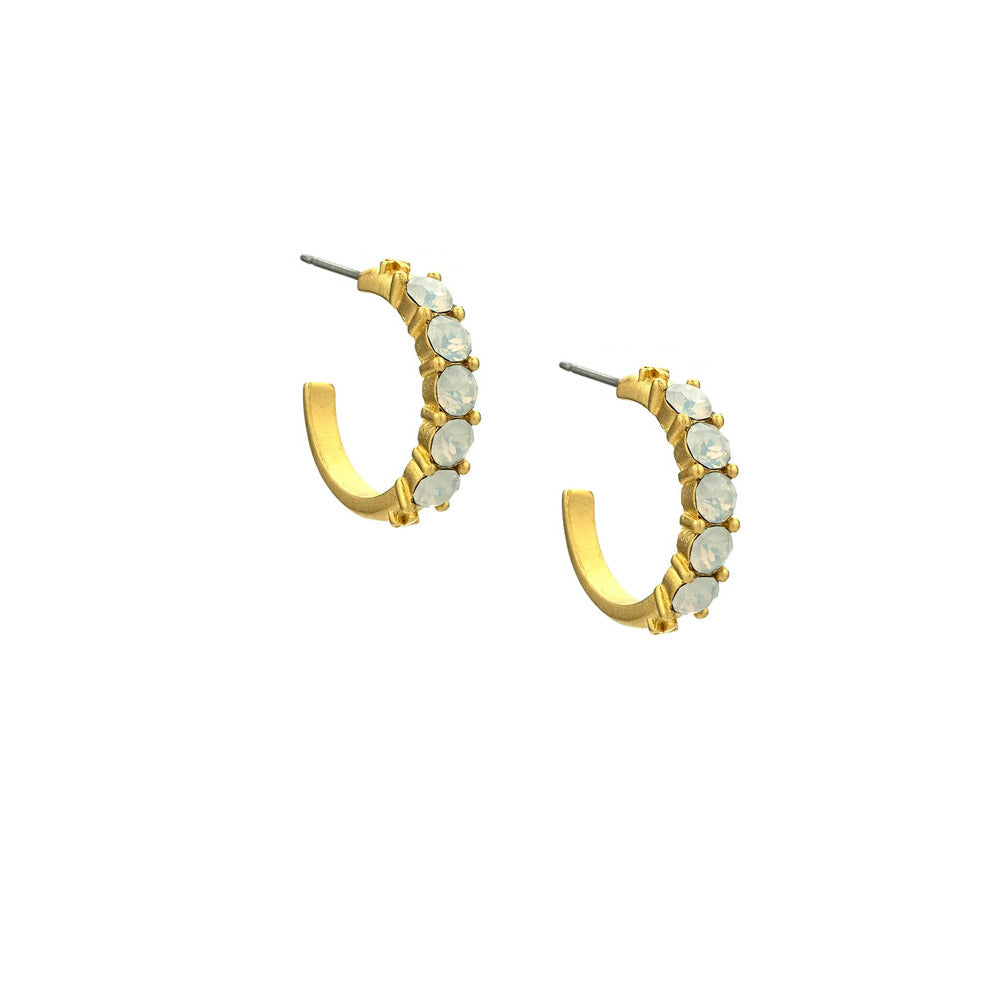 Cinq Austrian Crystal Gold Huggies Earrings | Artisans.