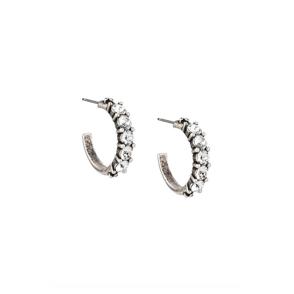 Cinq Austrian Crystal Silver Huggies Earrings | Artisans.