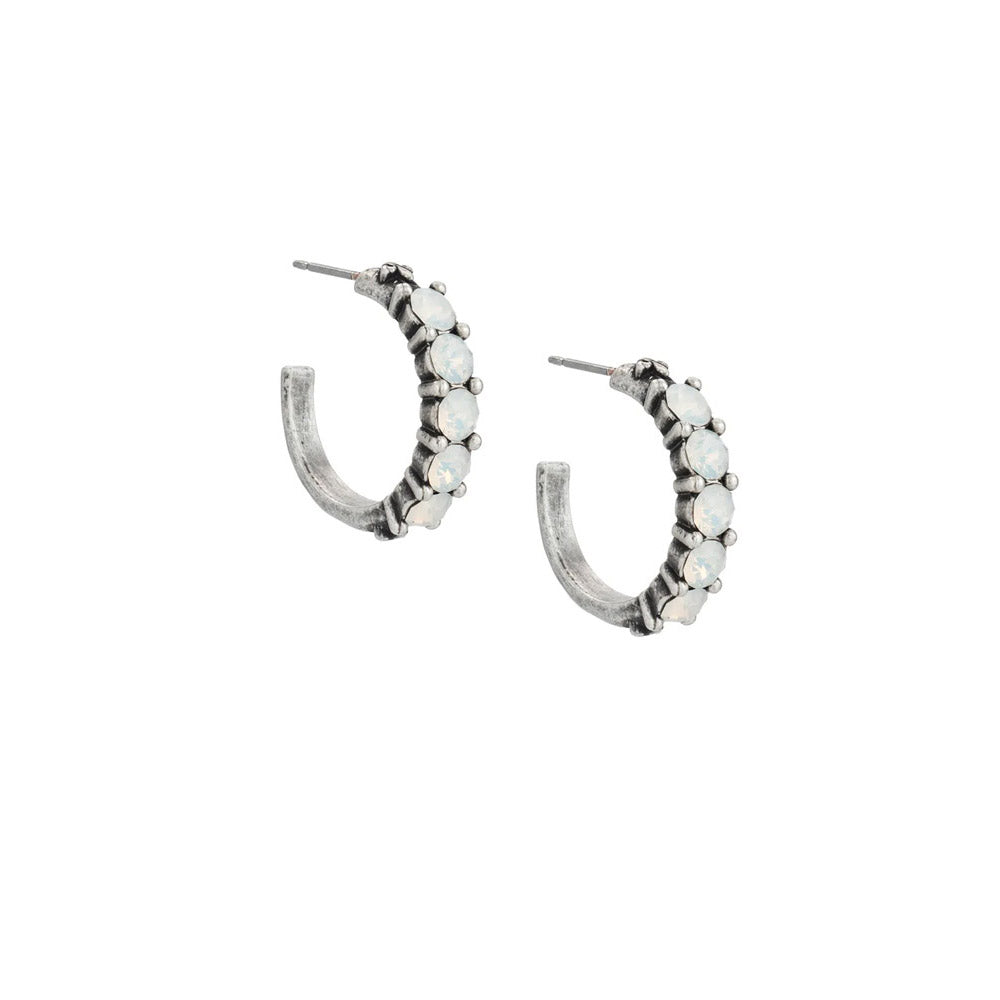 Cinq Austrian Crystal Silver Huggies Earrings | Artisans.